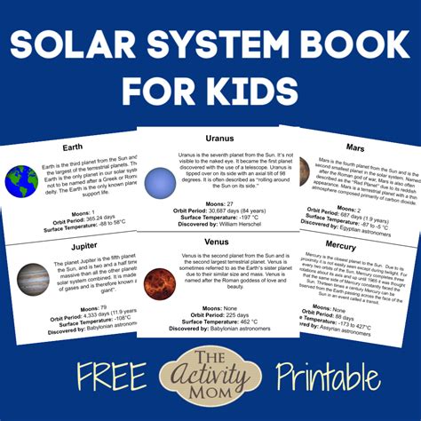 The Activity Mom Solar System Book For Kids The