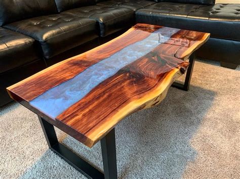 Wood Epoxy River Coffee Table - River epoxy table round small coffee
