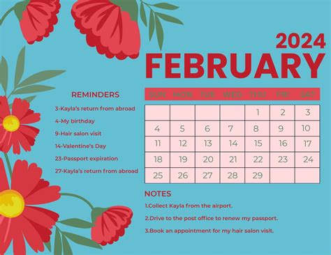 Pretty February 2024 Calendar In Eps Illustrator  Word Svg