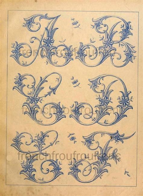 Complete Hand Embroidery Alphabet Leaves Pattern Antique Etsy