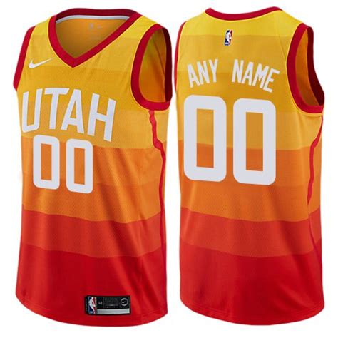 Mens Utah Jazz City Edition Orange City Edition Custom Name Jersey