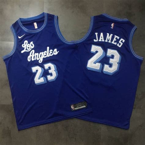 Nba baloncesto jersey lakers lebron james no.23 jersey chale. Men's Los Angeles Lakers 23# LeBron James Jersey Blue Fine ...