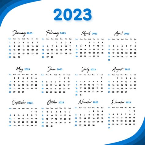 Calendar 2023 Transparent Background Wavy Design Free Download