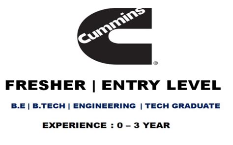 cummins inc entry level careers opportunities for graduate fresher 0 2 yrs careerforfreshers