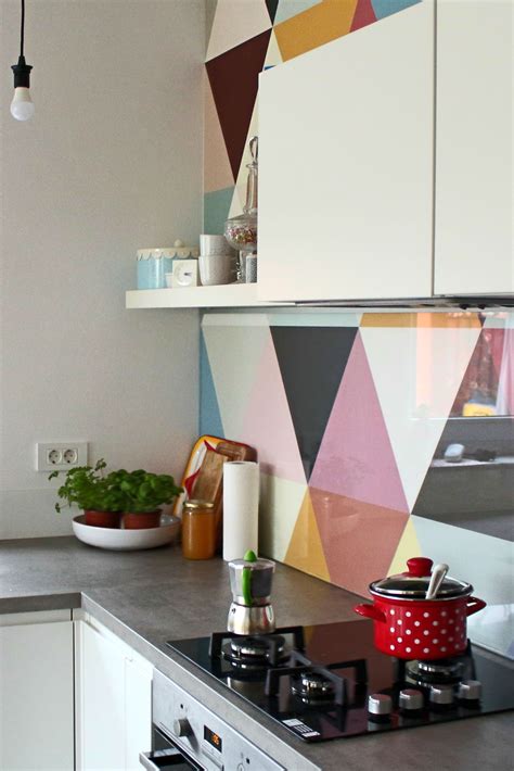 Wallpaper Bien Fait Geometric Wall Peaper In Kitchen Kitchen