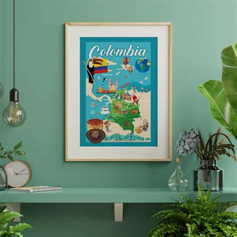 Cartoon Map Of Colombia Poster Zazzle
