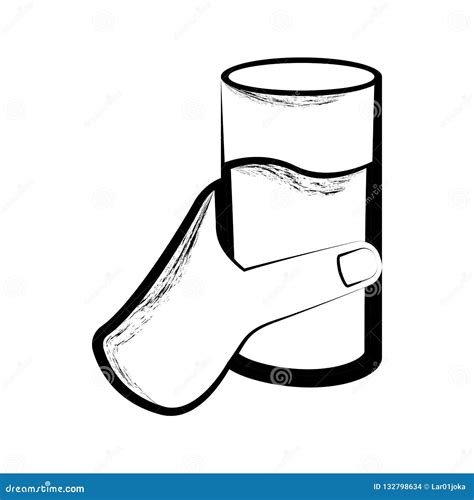 Sketch Of A Hand Holding A Water Glass Stock Vector Illustration Of