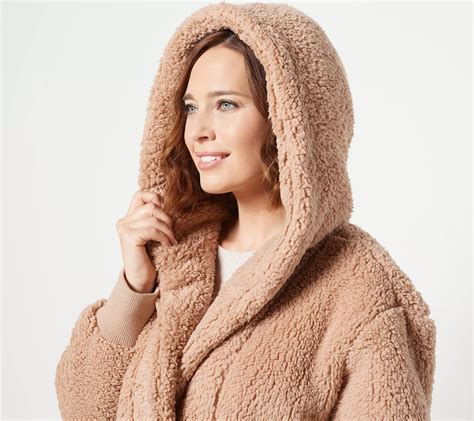 As Is Cuddl Duds Double Faced Cozy Sherpa Hooded Wrap Coatigan
