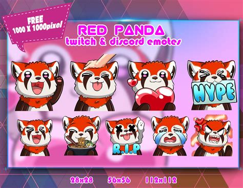 6 Cute Red Pandas Twitch Discord And Youtube Emotes Pack 1 Etsy Hot