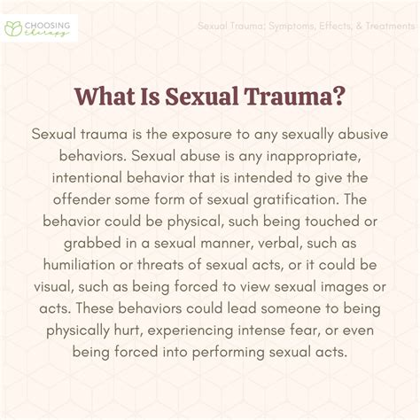 Sexual Trauma Symptoms Effects And Treatments