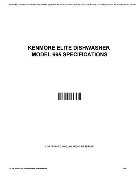 kenmore dishwasher model 665 manual online
