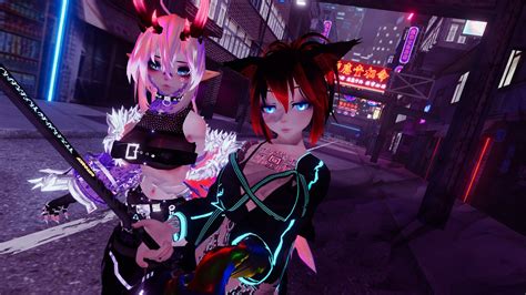 Vrchat Neon Cyber Tokyo Vr Anime Anime Fight Techwear Cyberpunk