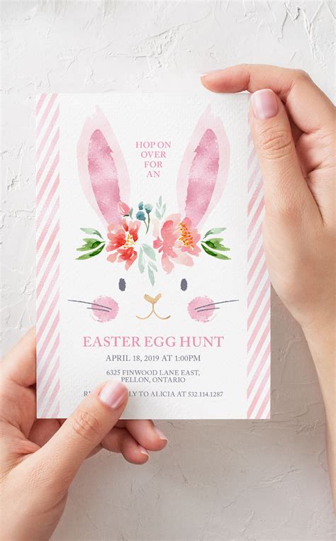 Easter Egg Hunt Party Invitation Template Bunny Invitation Bunny
