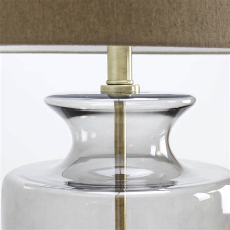 Large Brass Smoked Glass Table Lamp By Marquis And Dawe