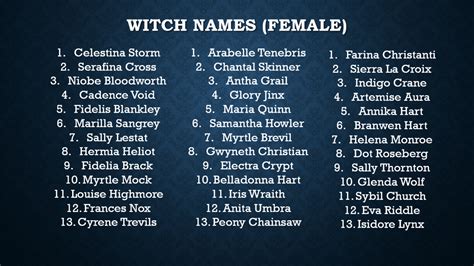 The Writers Corner — Female Witch Names Fantasy Name Generator