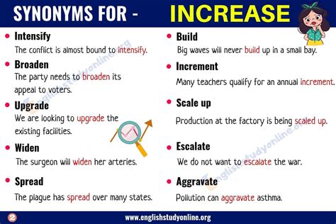 Increase Synonym | Words, Synonym, Words to use