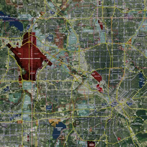 Dallas Fort Worth Expanded Rolled Aerial Map Landiscor Real