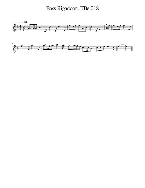 Bass Rigadoon Tbe018 Sheet Music For Piano Solo