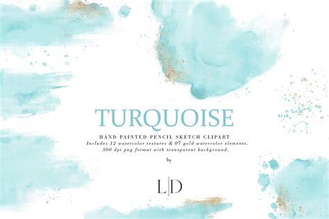 Turquoise Watercolor Backgrounds Design Cuts
