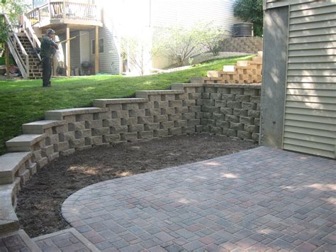 Retaining Wall With Caps And A Paver Patio Installed In Rosemount