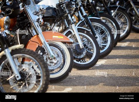 A Line Of Parked Motorcycles Stock Photo Alamy