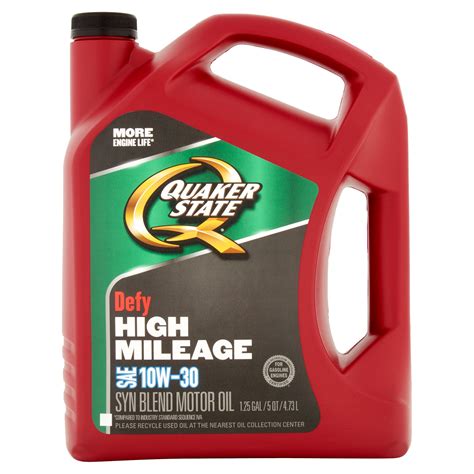 Quaker State Defy High Mileage Sae 10w 30 Syn Blend Motor Oil 125 Gal
