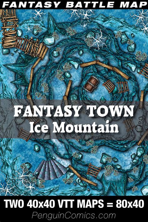 VTT Battle Maps Fantasy Town Ice Mountain Two VTT X Maps X PenguinComics VTT