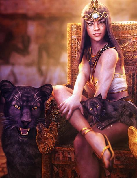 Black Panthers Fantasy Egyptian Woman Art Iray By Shibashake On Deviantart