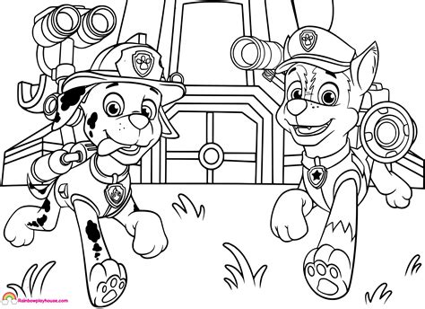 Marshall Paw Patrol Coloring Page Chase From Paw Patrol Coloring Pages
