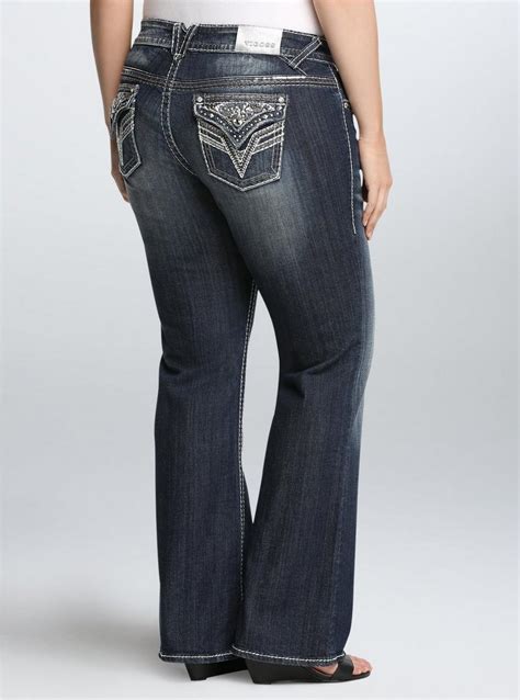 Plus Size Vigoss New York Boot Jean Dark Wash With Embroidery
