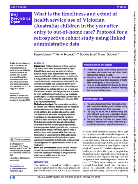 Fillable Online What Is The Timeliness And Extent Of Health Service Use