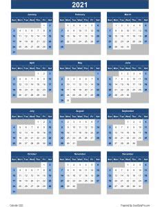 Then, type in the days of a week in the second row of the excel sheet. Calendar 2021 Excel Templates, Printable PDFs & Images ...
