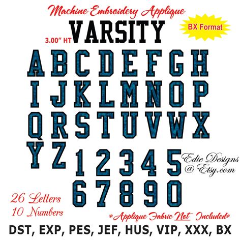 Varsity Letters Applique Machine Embroidery Designs Monogram Fonts Bx