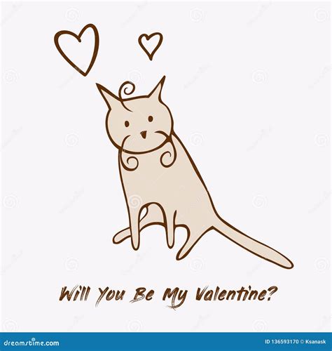 Funny Cat At Valentine S Card Stock Vector Illustration Of