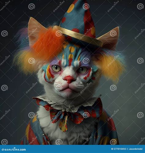 Colorful Cat Clown A Playful And Whimsical Costume Idea Stock