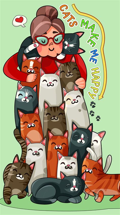 A Woman Is Surrounded By Many Cats