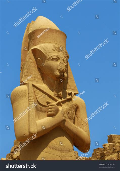 Luxor Giant Statue Of Pharaoh Ramses Ii At The Peristyle Courtyard Of