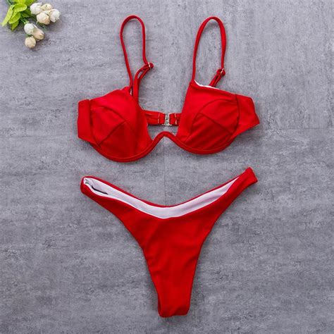 buy womens push up padded bra bikini set high waisted swimsuit at affordable prices — free