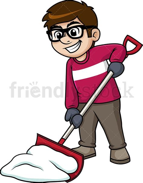 Man Shoveling Snow Cartoon Clipart Vector Friendlystock