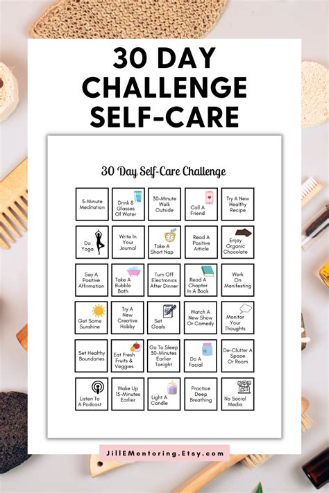 30 Day Self Care Challenge Printable Pdf Self Care Challenge Etsy In