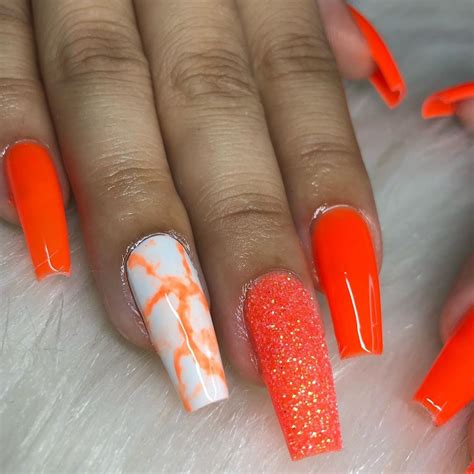 Red Orange Nails Orange Acrylic Nails Pretty Acrylic Nails Best