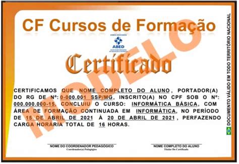 Curso De InformÁtica BÁsica Com Certificado Válido Em Todo Brasil Este