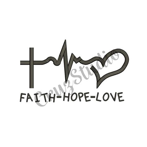 7 Size Faith Hope Love Heartbeat Silhouette Embroidery Etsy