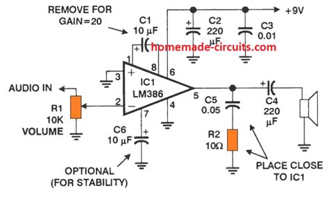 Lm386 Amplifier Circuit Working And Application Circuits Homemade