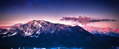 Mountains Landscape Night Sky Stars 4k 3840x2160 76 Wallpaper