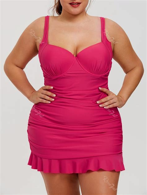 [39 Off] Plus Size Ruched Tankini Swimsuit Rosegal