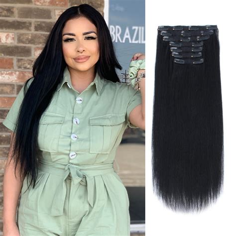 120g Jet Black 1 Clip In Hair Extensions Amazingbeautyhair