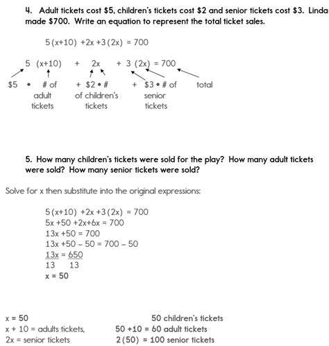 Algebra Word Problems Worksheet With Solutions Writing Algebraic