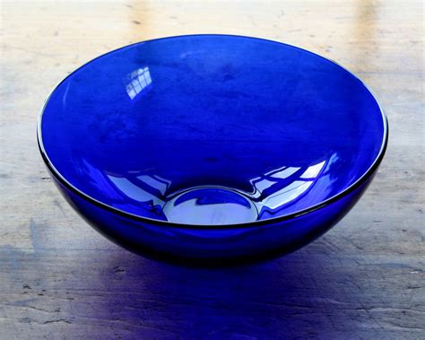 Vintage Deep Cobalt Blue Glass Serving Bowl By Afarmgirlsheart