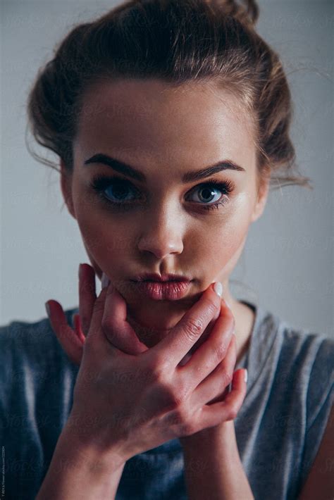 Young Blonde Woman Making Faces By Stocksy Contributor Danil Nevsky Stocksy